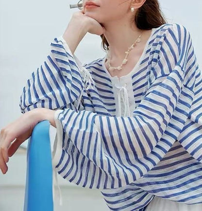 Womens Striped Knit Sweater