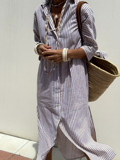 Womens Striped Polo Shirt Dress