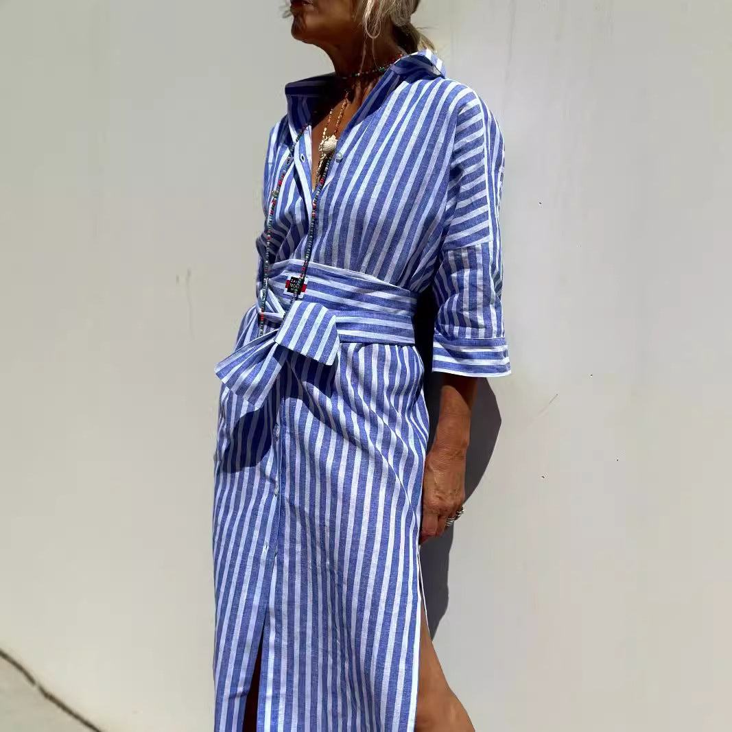 Womens Striped Polo Shirt Dress