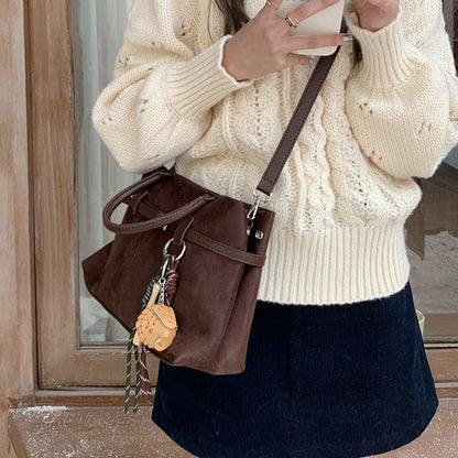 Womens Suede Crossbody Bag Vintage Style