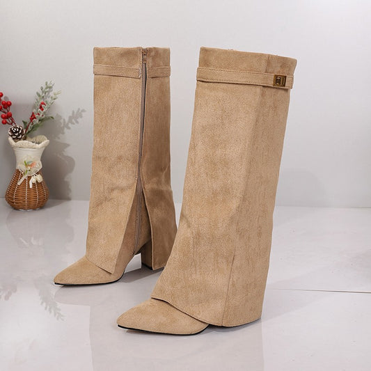 Womens Suede High Heel Boots