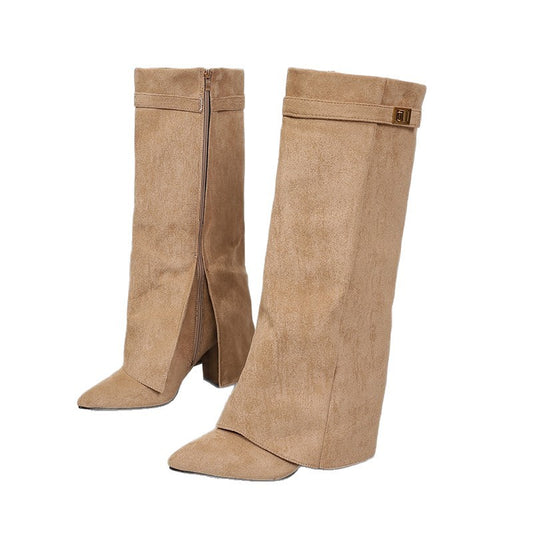 Womens Suede High Heel Boots