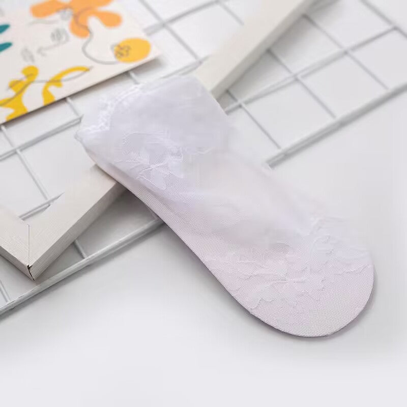 Womens Summer Lace Trim Breathable Ankle Socks