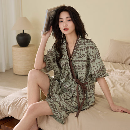 Womens Summer Sleepwear Short Sleeve Shorts Set
