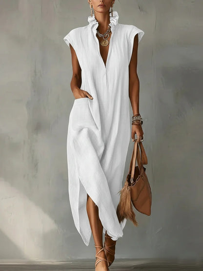 Womens Summer Sleeveless V-Neck Dress