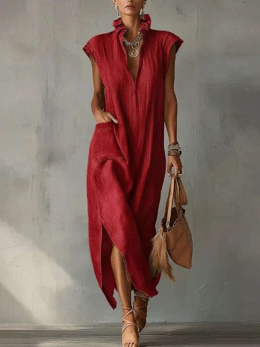 Womens Summer Sleeveless V-Neck Dress