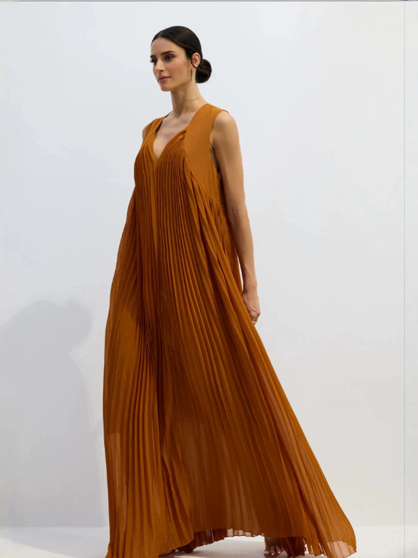 Womens Suspender A-Line Long Dress