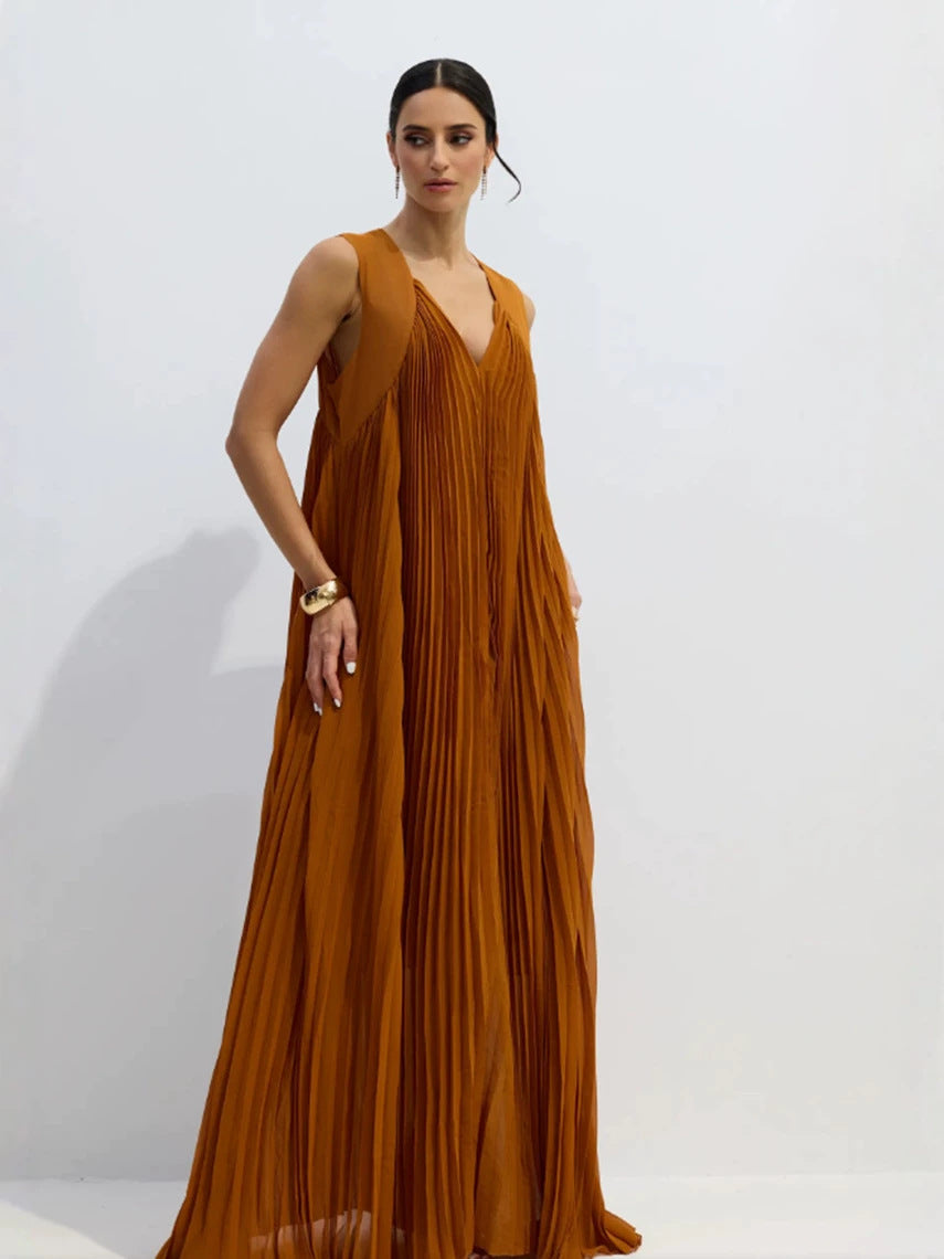 Womens Suspender A-Line Long Dress