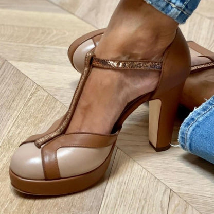 Womens T-Strap High Heel Shoes