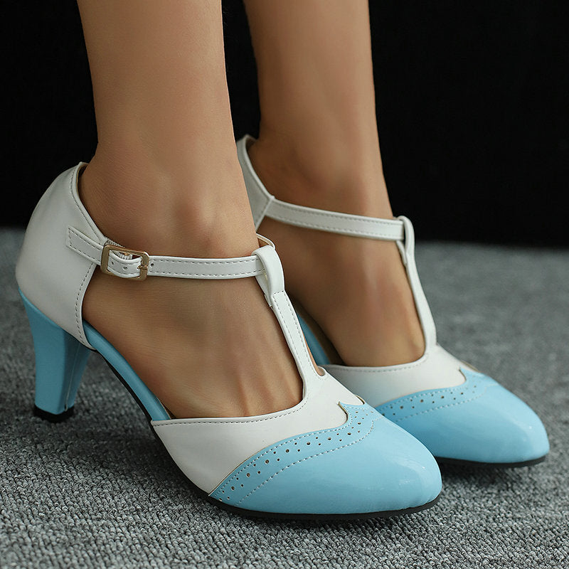 Womens T-Strap Patent Leather Sandals