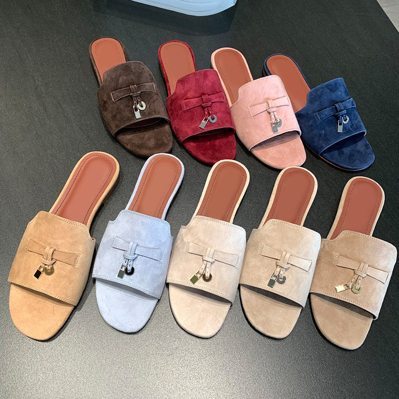 Womens Tassel Buckle Leather Sandals