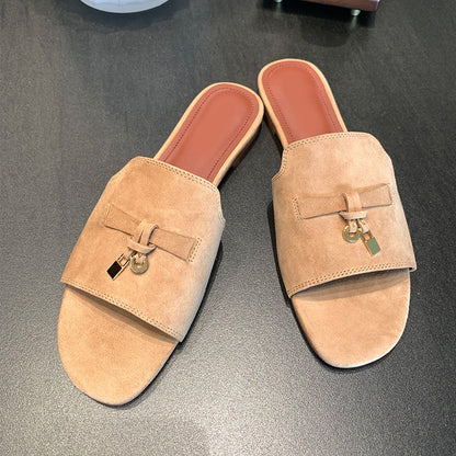 Womens Tassel Buckle Leather Sandals