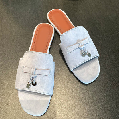 Womens Tassel Buckle Leather Sandals