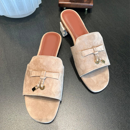 Womens Tassel Buckle Leather Sandals