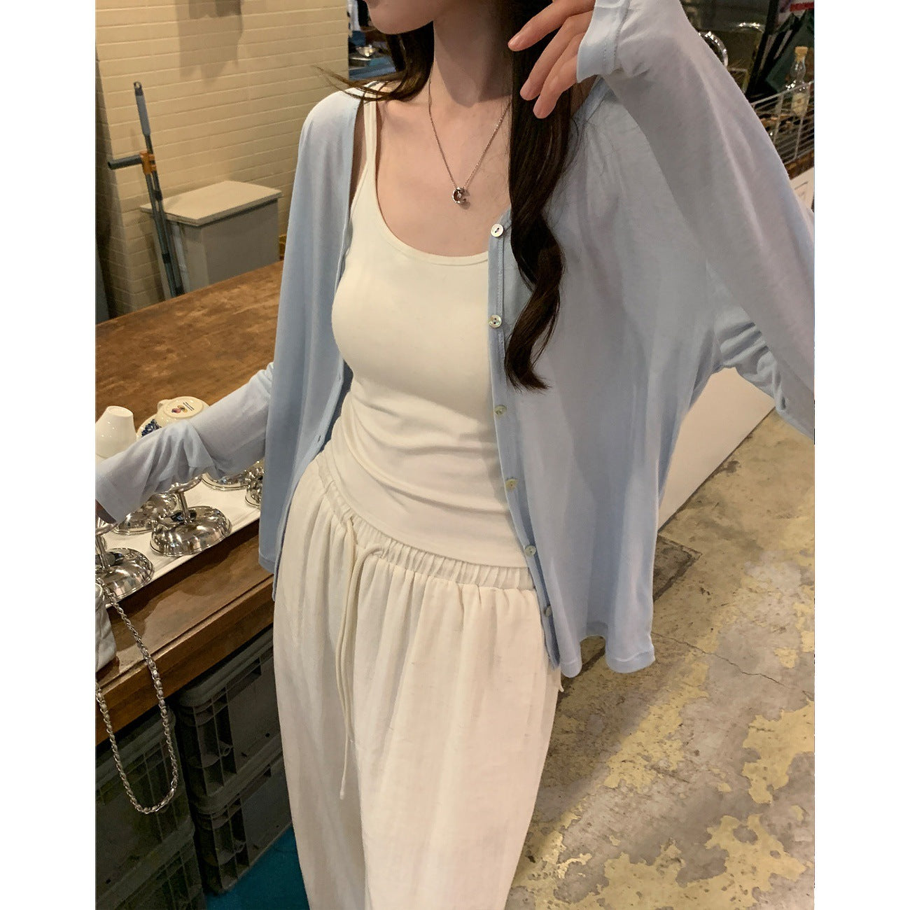 Womens Tencel Knit Cardigan