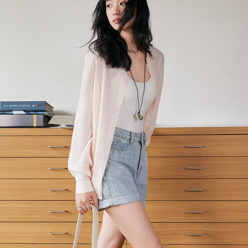 Womens Tencel Linen Button Down Shirt