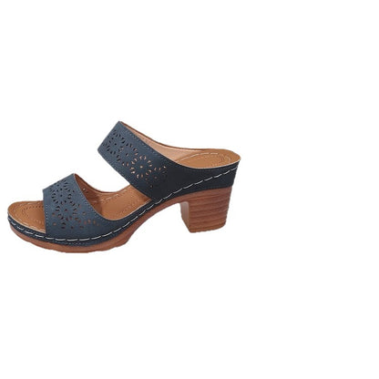 Womens Thick Heeled Single Strap Sandals