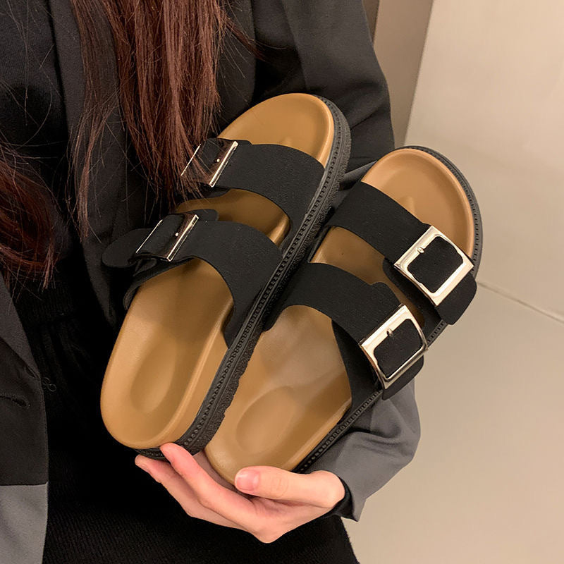 Womens Thick Sole Buckle Sandals