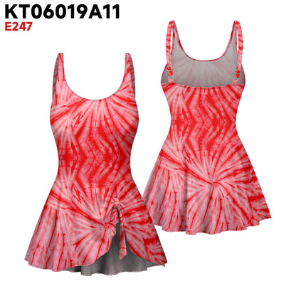 Womens Tie-Dye 3D Floral One-Piece Swimsuit
