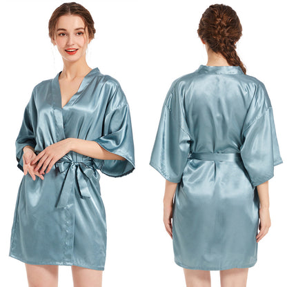 Womens Twisted Satin Nightgown Bathrobe