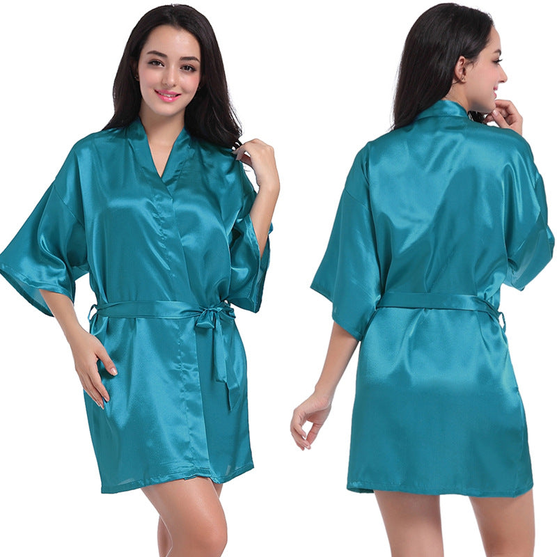Womens Twisted Satin Nightgown Bathrobe
