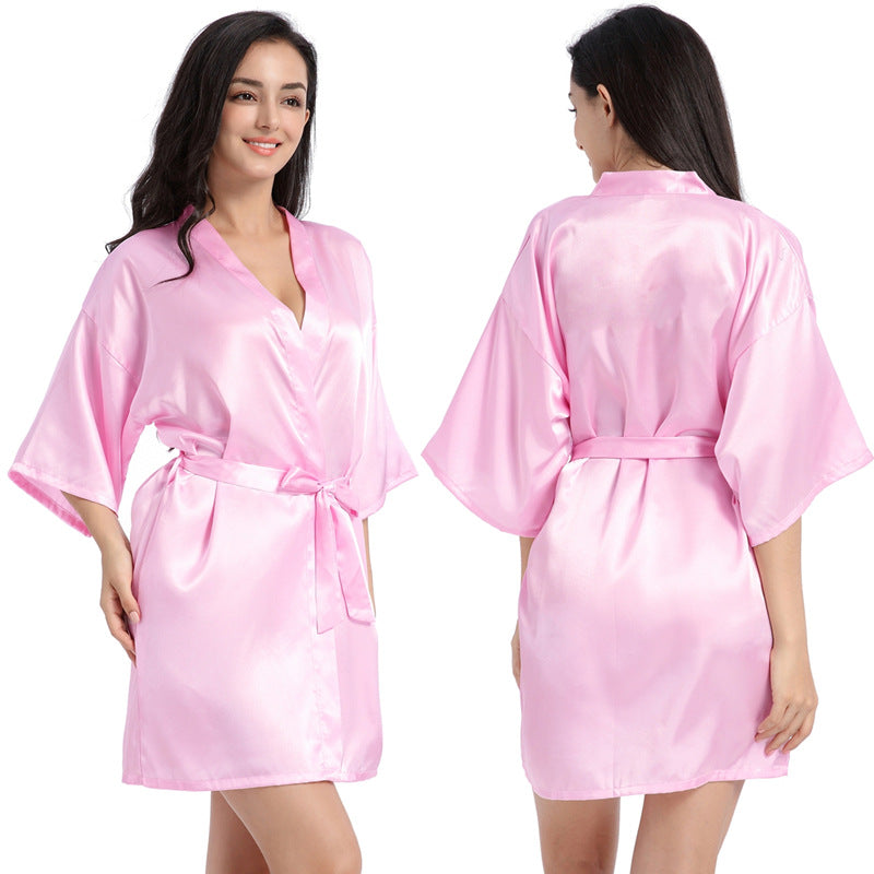Womens Twisted Satin Nightgown Bathrobe