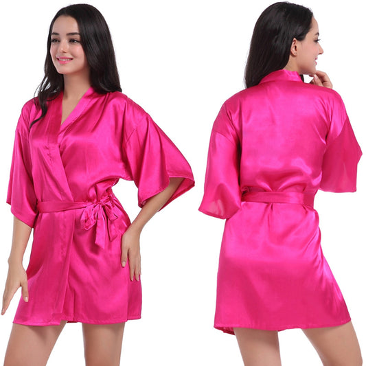 Womens Twisted Satin Nightgown Bathrobe