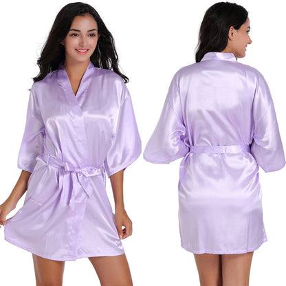 Womens Twisted Satin Nightgown Bathrobe
