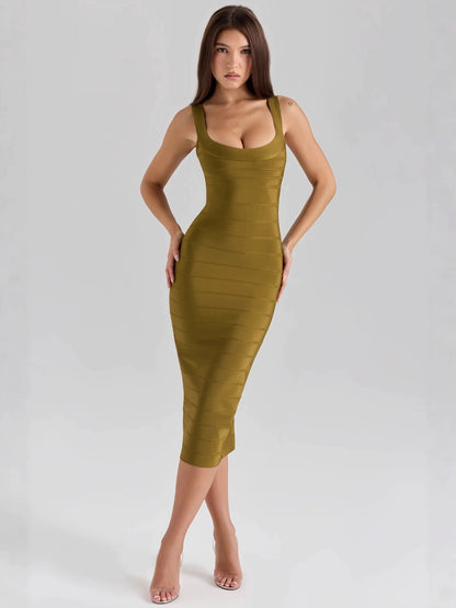 Womens U-Neck Bandage Bodycon Dress