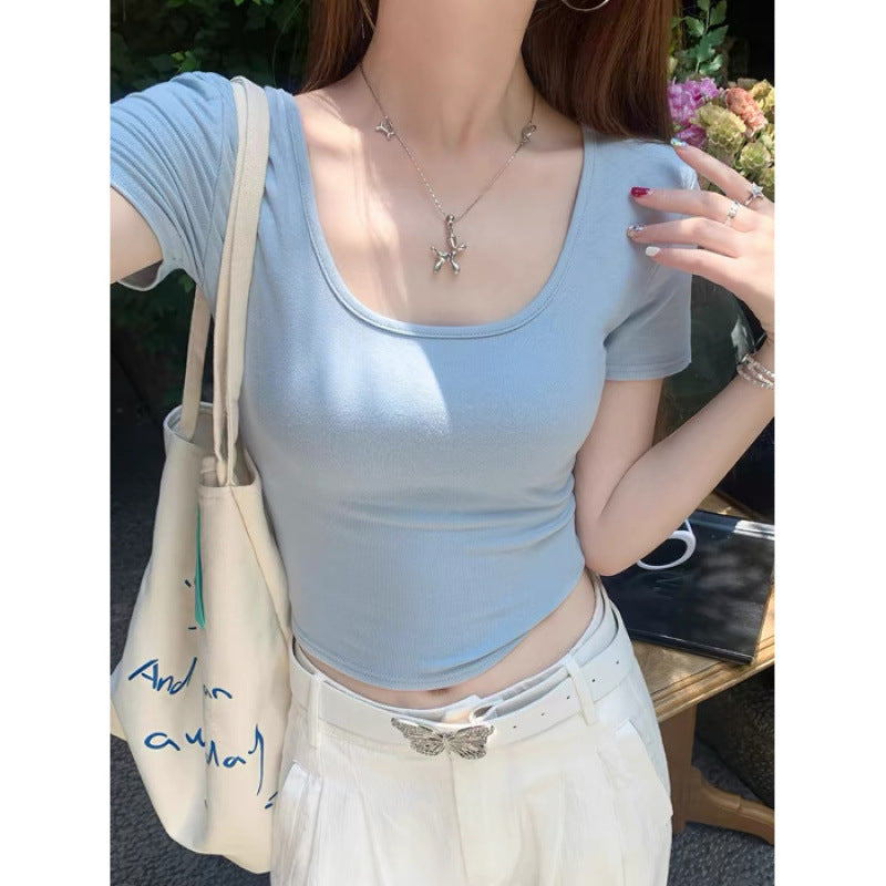 Womens U-neck Cropped T-shirt