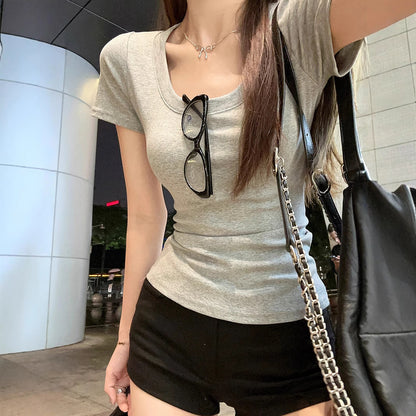 Womens U-Neck Short-Sleeve T-Shirt