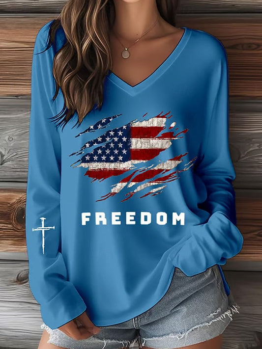 Womens V-Neck 3D Print T-Shirt