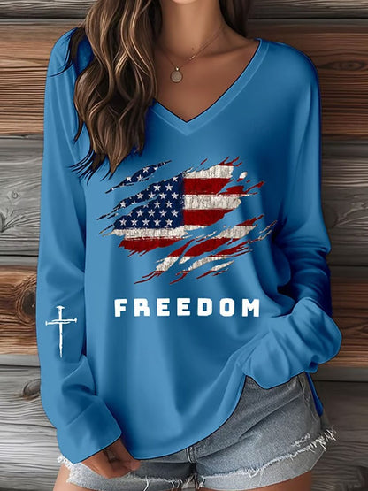 Womens V-Neck 3D Print T-Shirt