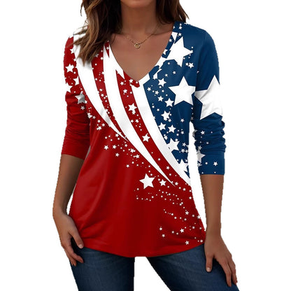 Womens V-Neck 3D Print T-Shirt