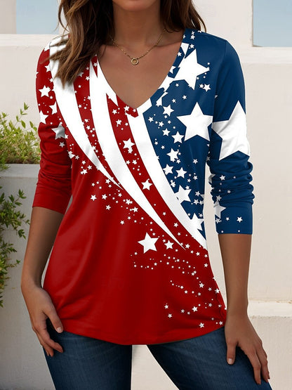 Womens V-Neck 3D Print T-Shirt