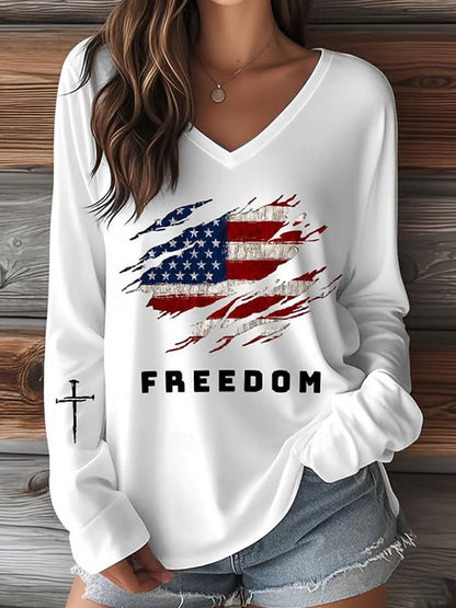 Womens V-Neck 3D Print T-Shirt
