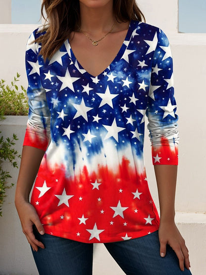 Womens V-Neck 3D Print T-Shirt