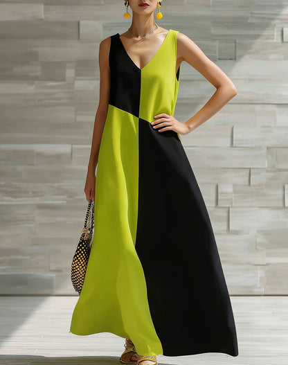 Womens V-Neck A-Line Dress