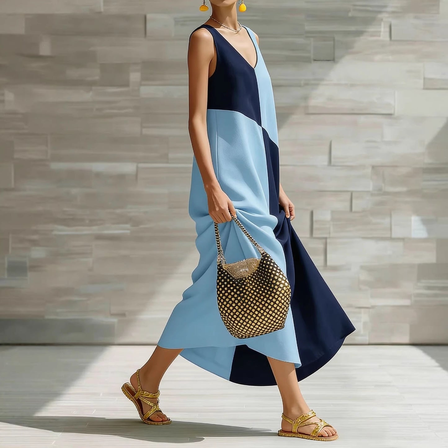Womens V-Neck A-Line Dress