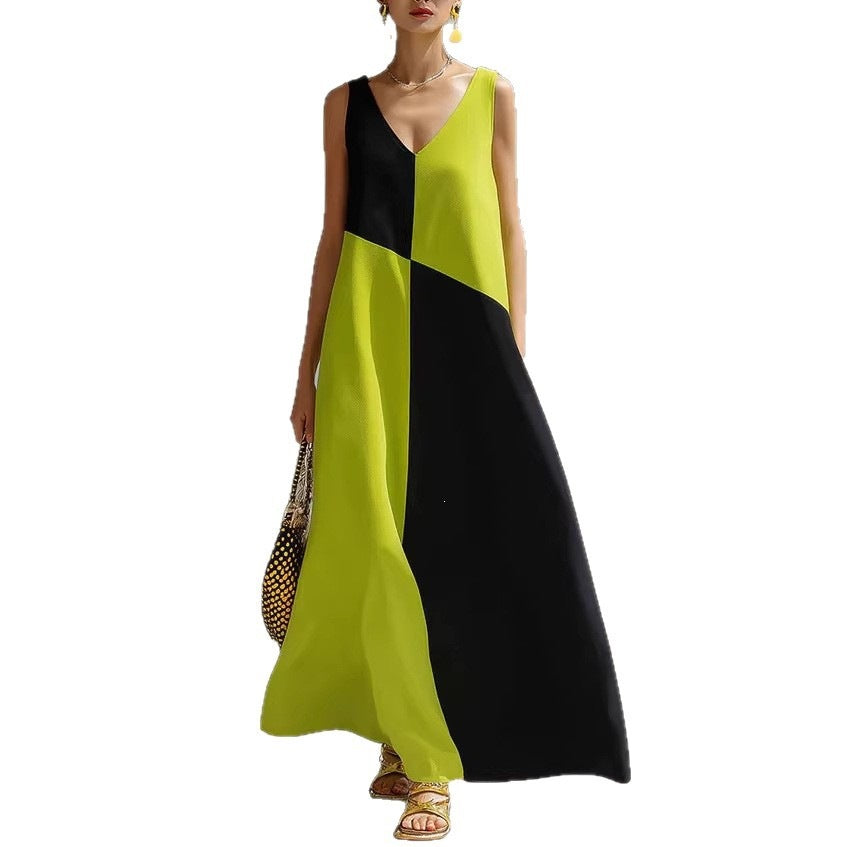 Womens V-Neck A-Line Dress
