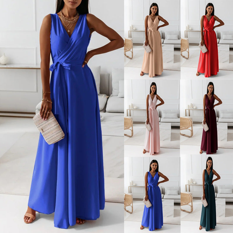 Womens V-Neck A-Line Dress