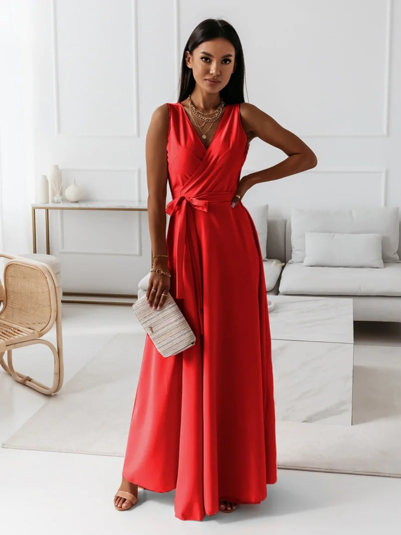 Womens V-Neck A-Line Dress