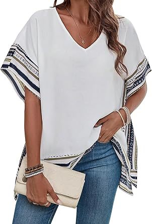 Womens V-neck Batwing Sleeve Shirt