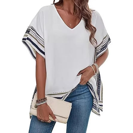 Womens V-neck Batwing Sleeve Shirt