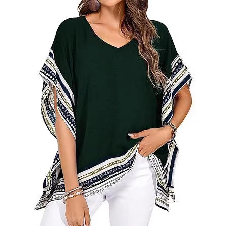 Womens V-neck Batwing Sleeve Shirt