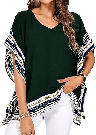 Womens V-neck Batwing Sleeve Shirt