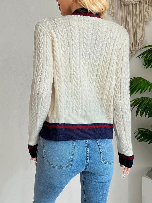 Womens V Neck Button Knitted Cardigan