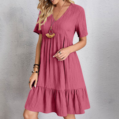 Womens V-Neck Floral Hem Casual Dress
