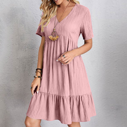 Womens V-Neck Floral Hem Casual Dress