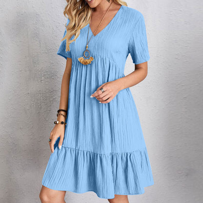 Womens V-Neck Floral Hem Casual Dress